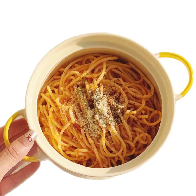 ZISIZ Croissant Ceramic Instant Noodle Bowl with Lid