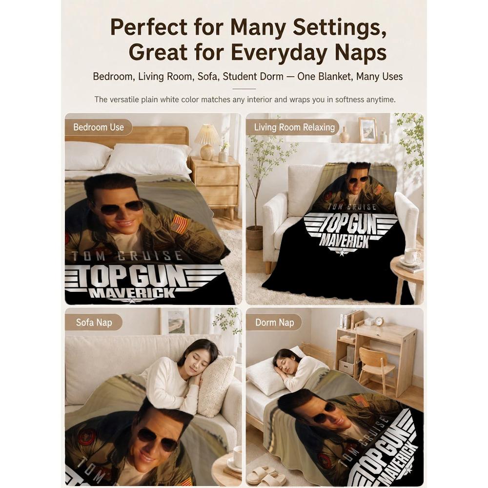 Top Gun Maverick Movie Poster Pattern Blanket Fluffy Plush Throw Blanket For Living Room Gaming Room Home Decor Holiday Gift