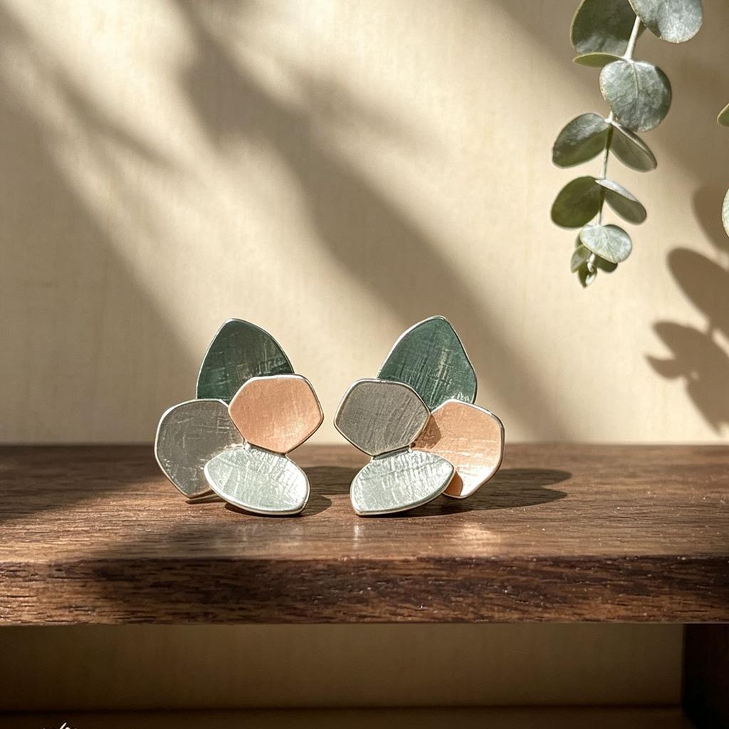Hot-selling environmentally friendly alloy stud earrings hand-painted enamel color splicing petals design temperament versatile women's earrings
