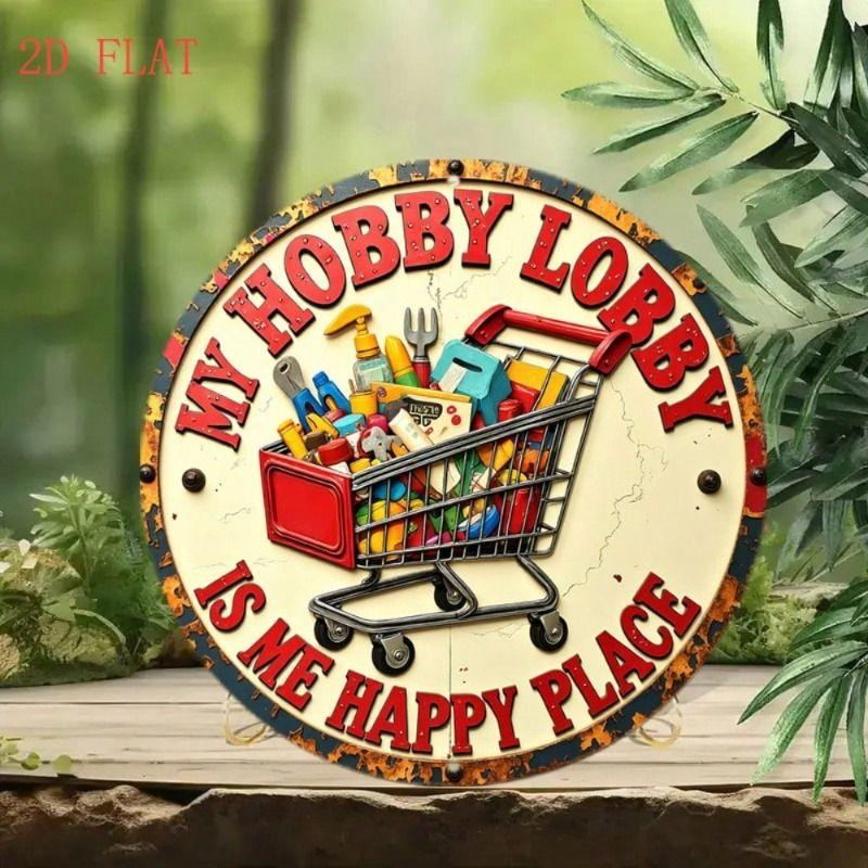 Round Retro Tin Sign Metal Wall Art 20x20cm for Living Room Balcony Home Decor
