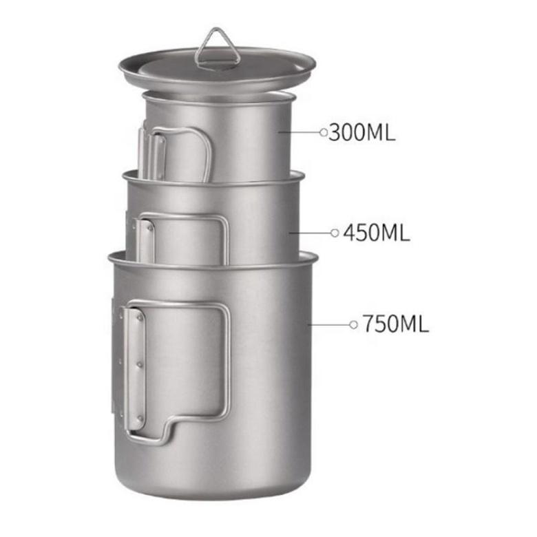 Oem Polar Outdoor Titanium Pot Coffee Hiking Camping Accessories Cookware Hanging Pan Cooking Cup Pot With Portable Bag