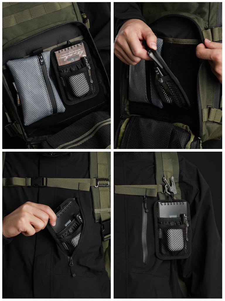 TACTICAL GEEK TCM4 Mini Organizer EDC Akcesorium do plecaka z gładkim rzepem na rzep, Otwierana z tyłu kieszeń i Panel Insertowy z siatką na akcesoria Admin Bag, Modułowy, Czarny