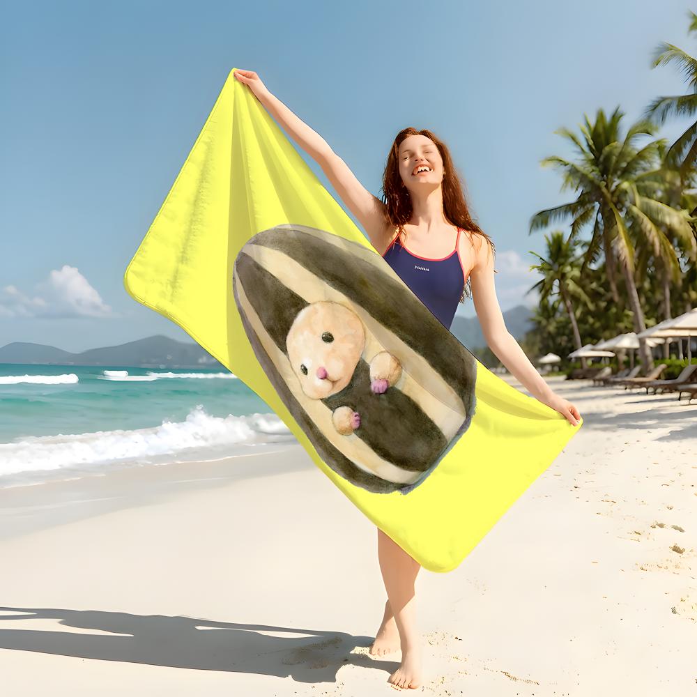 Art Watercolor Breakfast Hamster Towel Beach Blanket Towel For Travel Gym Shower Luxury Lightweight Camping Pool Hot
