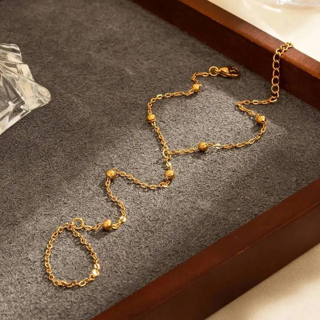 SHIXIN Exquisite Stainless Steel Zircon Hand Chain Bracelet Women Thin Link Chain Connecting Harness Bracelet Ring Hand Jewelry