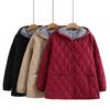 Cotton-padded Jacket Women's Plus Size Loose Casual Western Style Middle-aged and Elderly Fat Mother Solid Color Hooded Padded Jacket Jacket