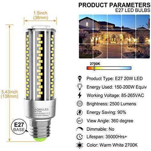 Ampoule led - e27 - 20w - blanc chaud - 2500lm - démarrage instantané