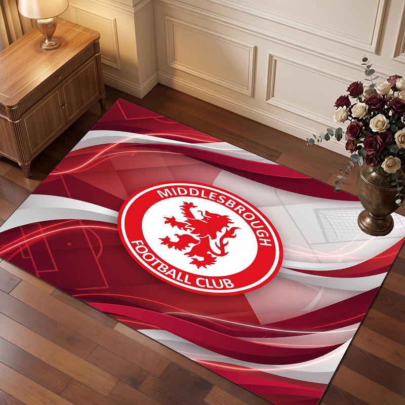 Tappeto in Velluto di Cristallo con Stampa del Middlesbrough Football Club, Comodo Assorbente d'Acqua Antiscivolo Tappeto per Pavimenti Interni