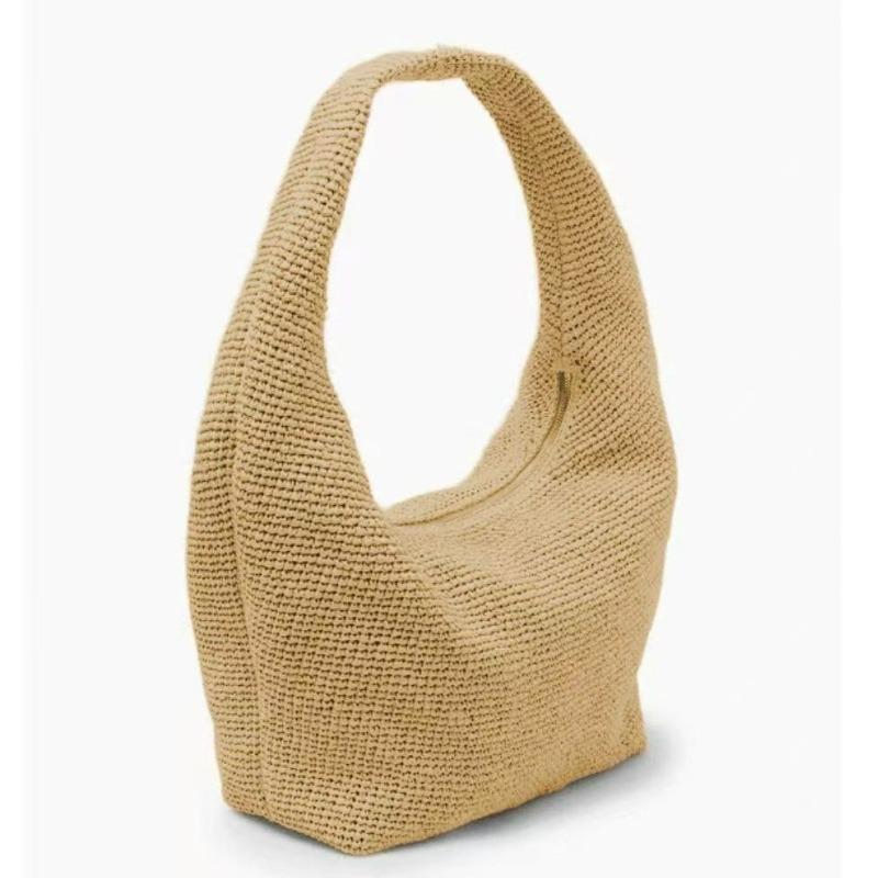 Versatile high-end straw woven bag women's new hand-woven bag large-capacity shoulder underarm bag vacation beach bag