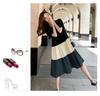 Maternity Summer A-line Knee-Length Dress with Contrast Color Splicing