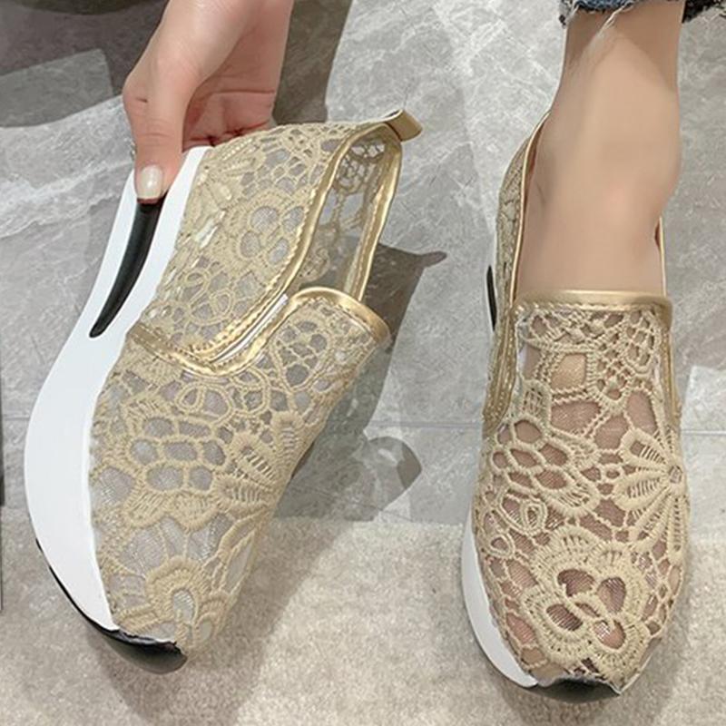 Fashion Classic Black Embroider Sneakers for Women 2025 Comfortable Breathable Mesh Casual Shoes Woman Lightweight Platform Shoes Mujer