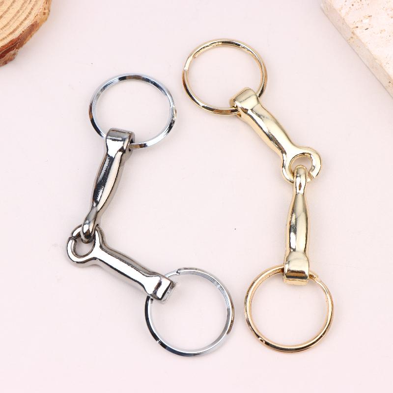 Horse Bits Hollow Jointed Mouth Snaffle Bits Keychain Alloy Keychain Single Connector Horse Bit Key Knot Snaffle Bits Keychain