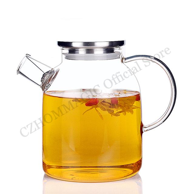 Transparent Borosilicate Glass Teapot Water Jug Heat-Resistant Large Capacity Kung Fu Kettle Home Flower Tea Pot Bottle Decanter