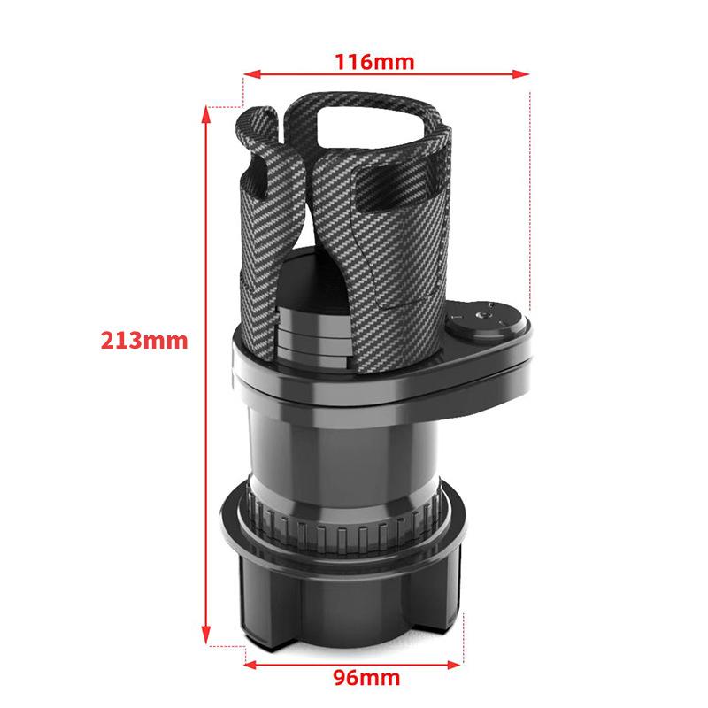 Portabicchieri per Auto 2 in 1 Espansore Portabevande per Auto Fibra di Carbonio Multifunzionale Portabicchieri Rotante Espansore per