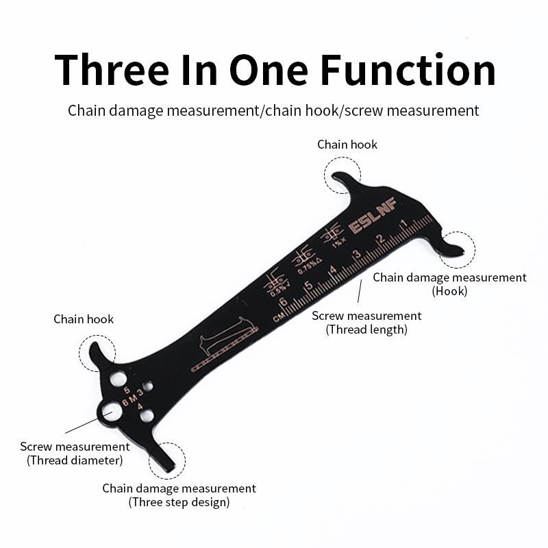 ESLNF High Precision Chain Wear Checker Tool Bicycle Gauge Measurement Ruler Durable for Mountain Road Cycling Chains