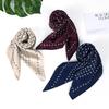 Simple Korean 71 imitation silk women's neck silk scarf, personalized burgundy polka dot cashew flower square scarf