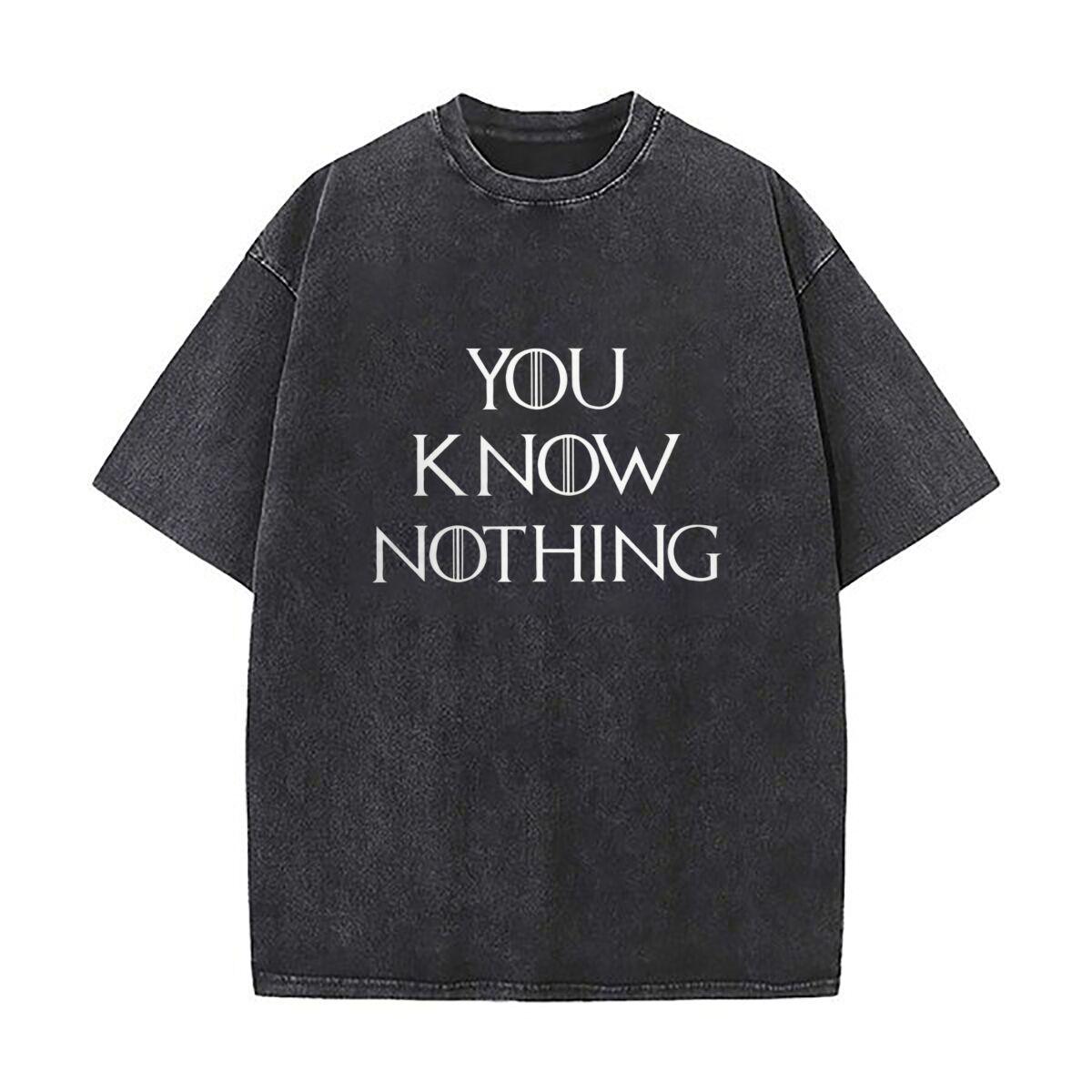 You Know Nothing design  Washed Vintage TShirts Street Hip Hop Retro Punk T Shirt S