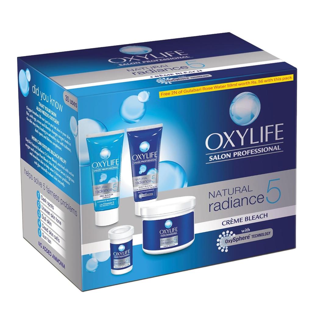 Oxylife Natural Radiance 5 Crème Bleach 310g – Gentle Facial Hair Lightening & Even Skin Tone Treatment