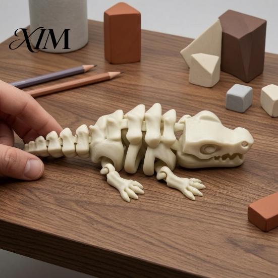 Creative 3d Printed Bone Crafts 5Pcs 3D Articulated Skeleton Dragon Ornament, Movable Joints Figurine, Simulation Fossils Craft Collectibles Flexible