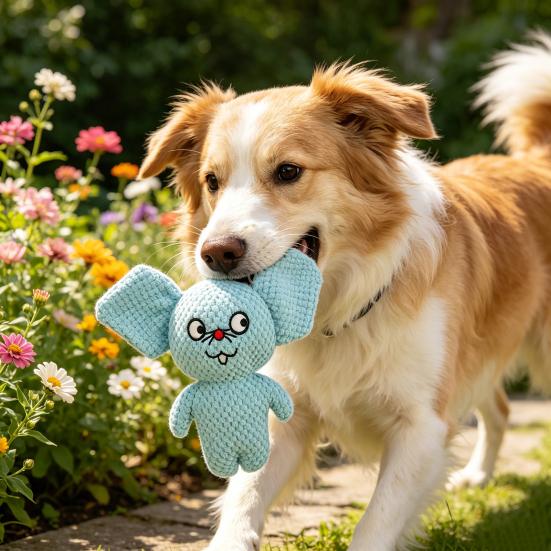 Pet Toy Bite-Resistant Sound Design Interactive Puppy Chew Toy Cartoon Design Teeth Oral Health Safe Chew Toy
