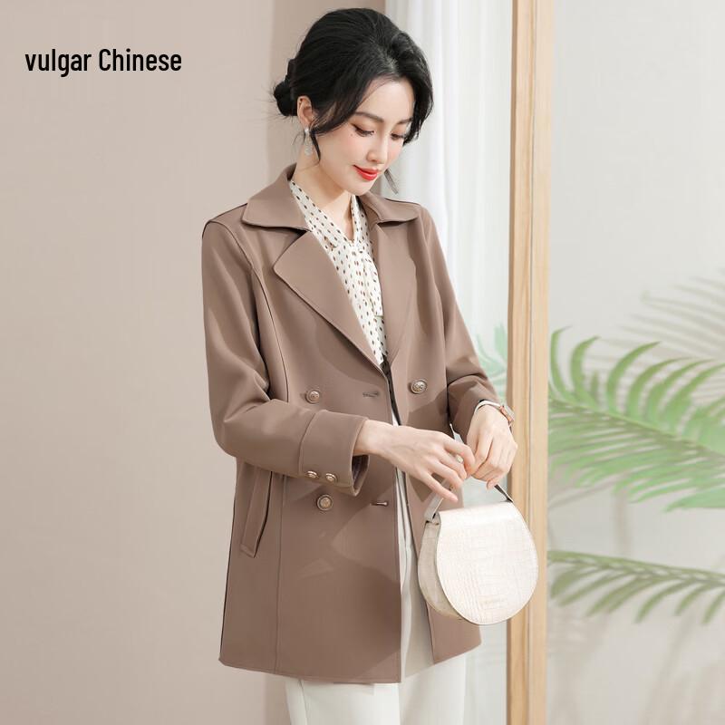 Women s Elegant Mid-Length Spring Trench Coat 4XL