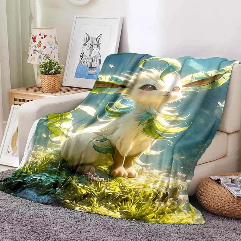 Cartoon Warme Weiche Pokémon Evoli Decke Flauschige Sofa karierte Plüsch Tagesdecke Winter Vier Jahreszeiten Überwurfdecke für Sofa Bett