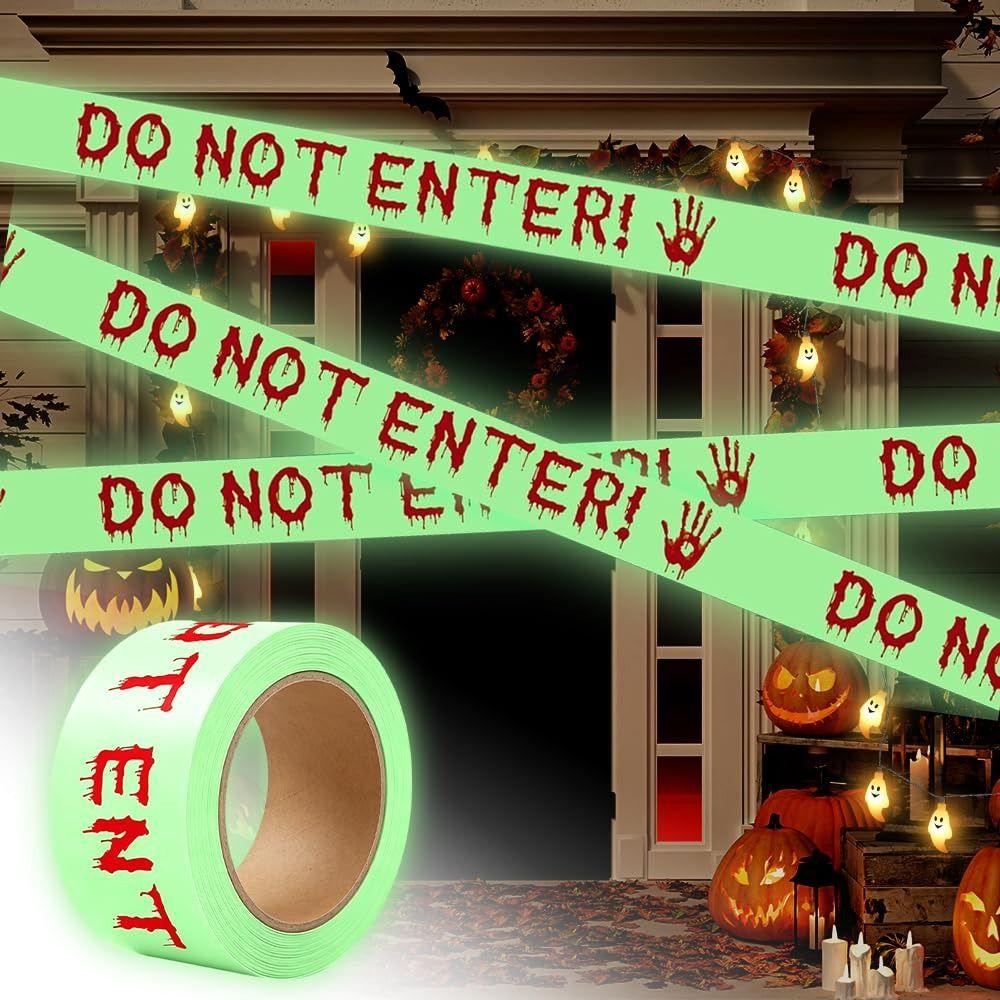 Glow In The Dark Halloween Caution Tape Scary Design Halloween Decoration Tape Halloween Party