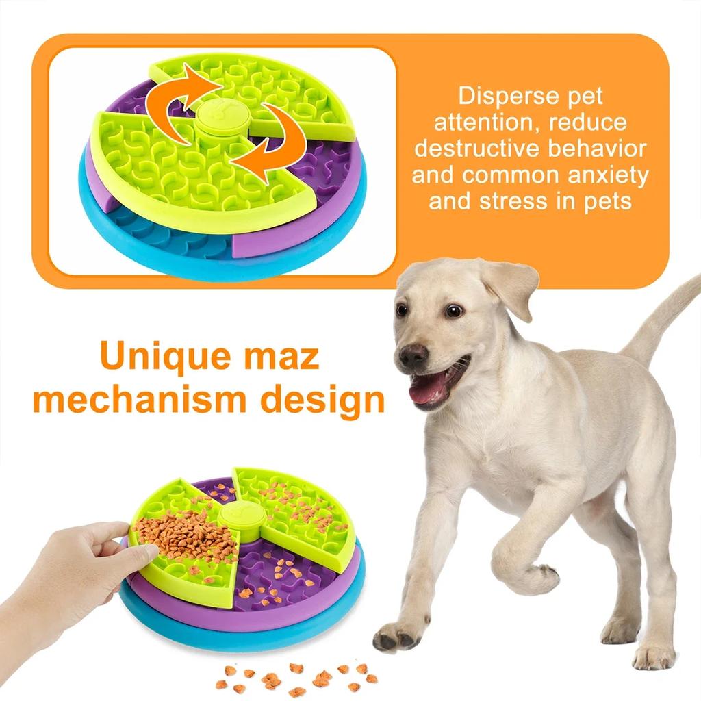 Pet Slow Food Bowl Dog 3-Layers Interactive Game Food Puzzle Feeder Choke-proof Antiderrapante Alimentador Tigela para cães pequenos/médios/grandes