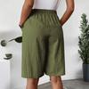 Women's Fashion Pants And Skirts Color Elastic Waist Pocket Casual Shorts