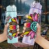 1PC Mandala Sunflower Text Art 750ml Color Plastic Sports Water Bottle Leakproof Flip Straw Lid Suitable for Sports Office Home Use