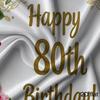 2D Watercolor Pink Rose 80th Birthday Backdrop for Milestone Party Photo Booth Decor