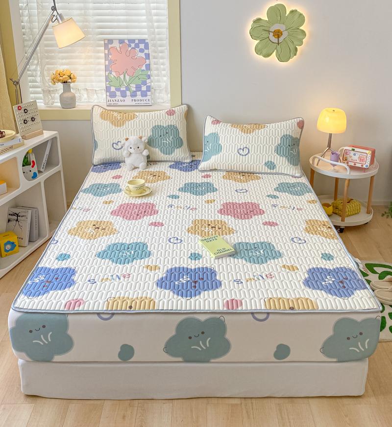 Bonenjoy Summer Mattress Cover Cooling Feel Bedspread Quilted Bed Cover Queen Size Bedsheet Fundas De Colchón (No Pillowcase)