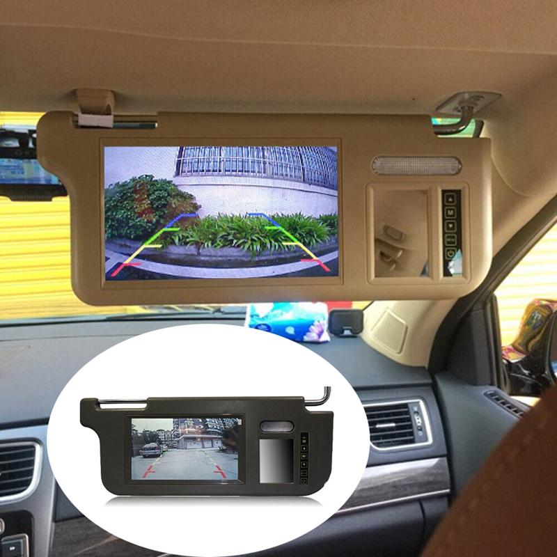 7-inch Car Left Visor Rearview Mirror Screen, LCD Monitor 2-channel Video Parts nero