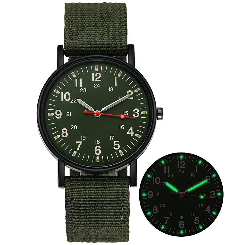 Men's Watches Luminous Shock Resistant Men Sports Watches Canvas Strap Simple Outdoor Quartz Wristwatch for Man