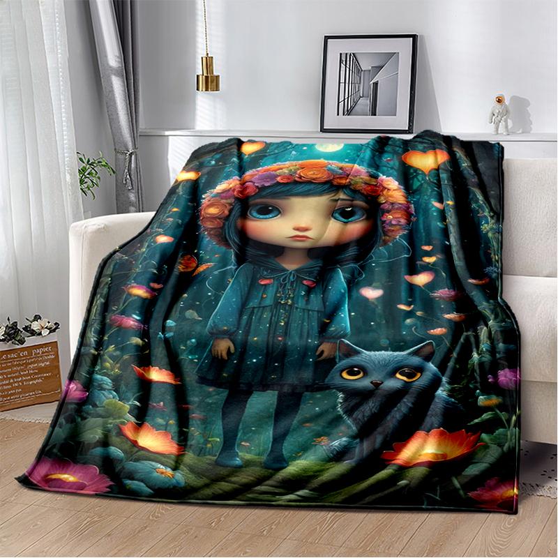 New Coraline Horror Cartoon Gift Soft Flannel Blanket,Throw Blanket Comfortable Blanket for Beds Sofa Home Bedroom Kids