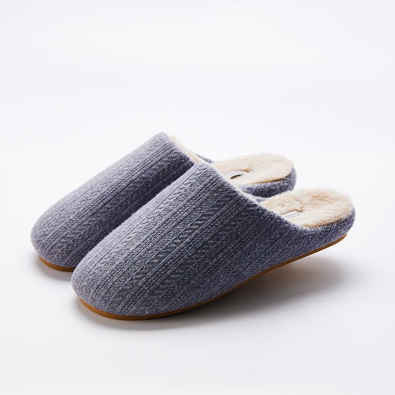 2024 new Japanese home cotton slippers winter stepping on shit feeling thickened non-slip couple fluffy thick-soled confinement shoes men