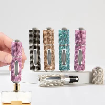 Flacon de Parfum Mini 5 ml Cristal Bling Paillettes Atomiseur Rechargeable Mini Taille Contenant Pompe Vide Incrusté de Diamants