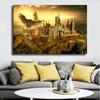 Flying Eagle and Castle Classic Movie Magic Map Canvas Painting Posters Prints Cuadros Wall Art Picture for Living Room