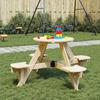 VidaXL Picnic Table for 4 Children with Round Umbrella Hole, Outdoor Picnic Table, Picnic Table 4008987
