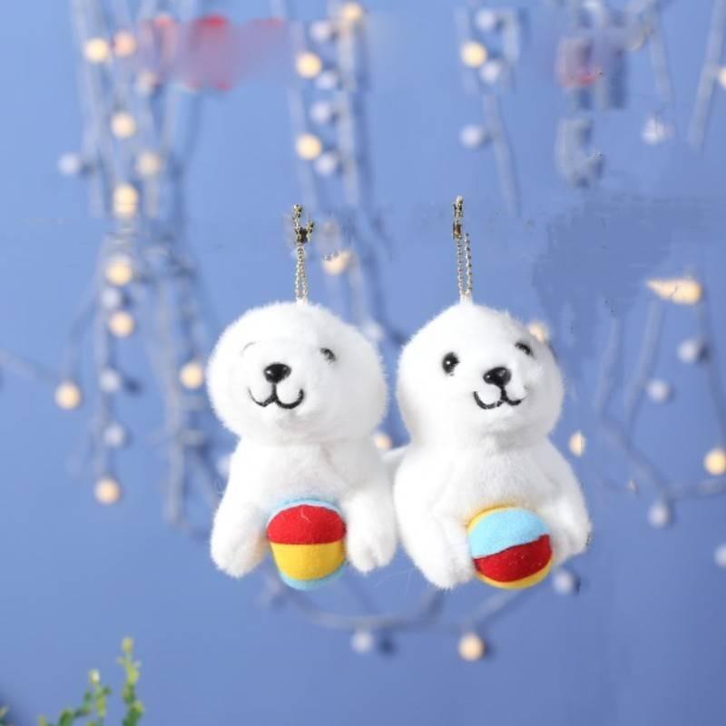 Cute Seal Plush Keychain Fluffy Toy Ultra-soft Stuffed Animal Bag Accessory