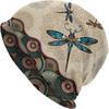 Premium Retro Boho Style Slouchy Beanie Dragonfly Print Knitted Hat for Women Men Stretch Knit Beanies Print Beanie Hat