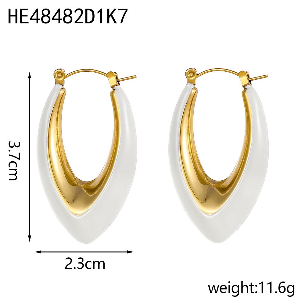 CARLIDANA New Simple and Fashionable U-shaped Stainless Steel Plated 18K Gold Plated Non-fading Oil Drop Earrings for Women