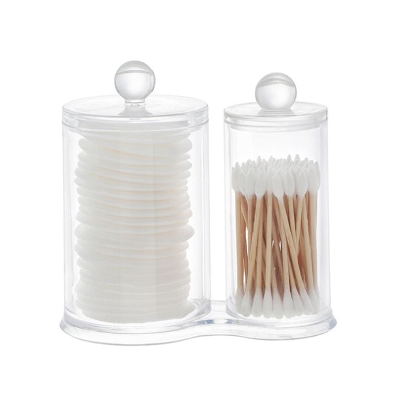 Multipurpose Clear Acrylic Storage Container Set With Lids Qtip Dispenser For Vanity Bathroom Countertop Organization