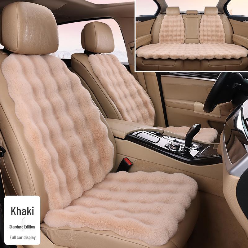 Plush Faux Rabbit Fur Car Seat Cushion: Luxurious Lumbar Support for Autumn and Winter Comfort