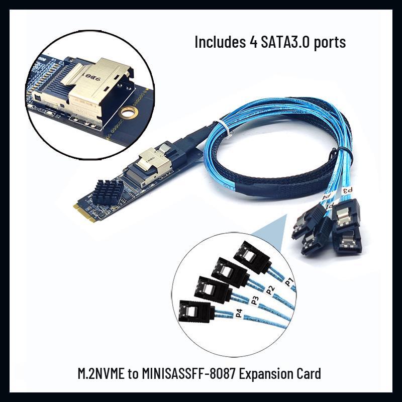 M.2 NVMe to SFF-8087 SATA 3.0 Mini-SAS/SATA Adapter Card