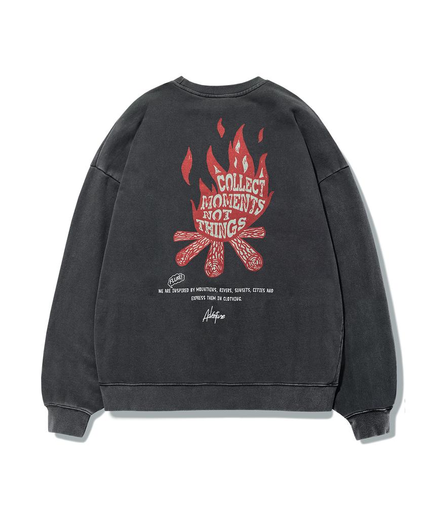Peullukeu Camp Message Pigment Sweatshirt Dark Gray Fmt758