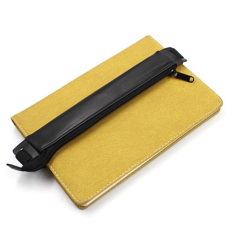 1Pc PU Leather Pencil Bag Notebook Elastic Rubber Band Buckle Pen Clip Portable Lightweight Pen Holder Case School Supplies