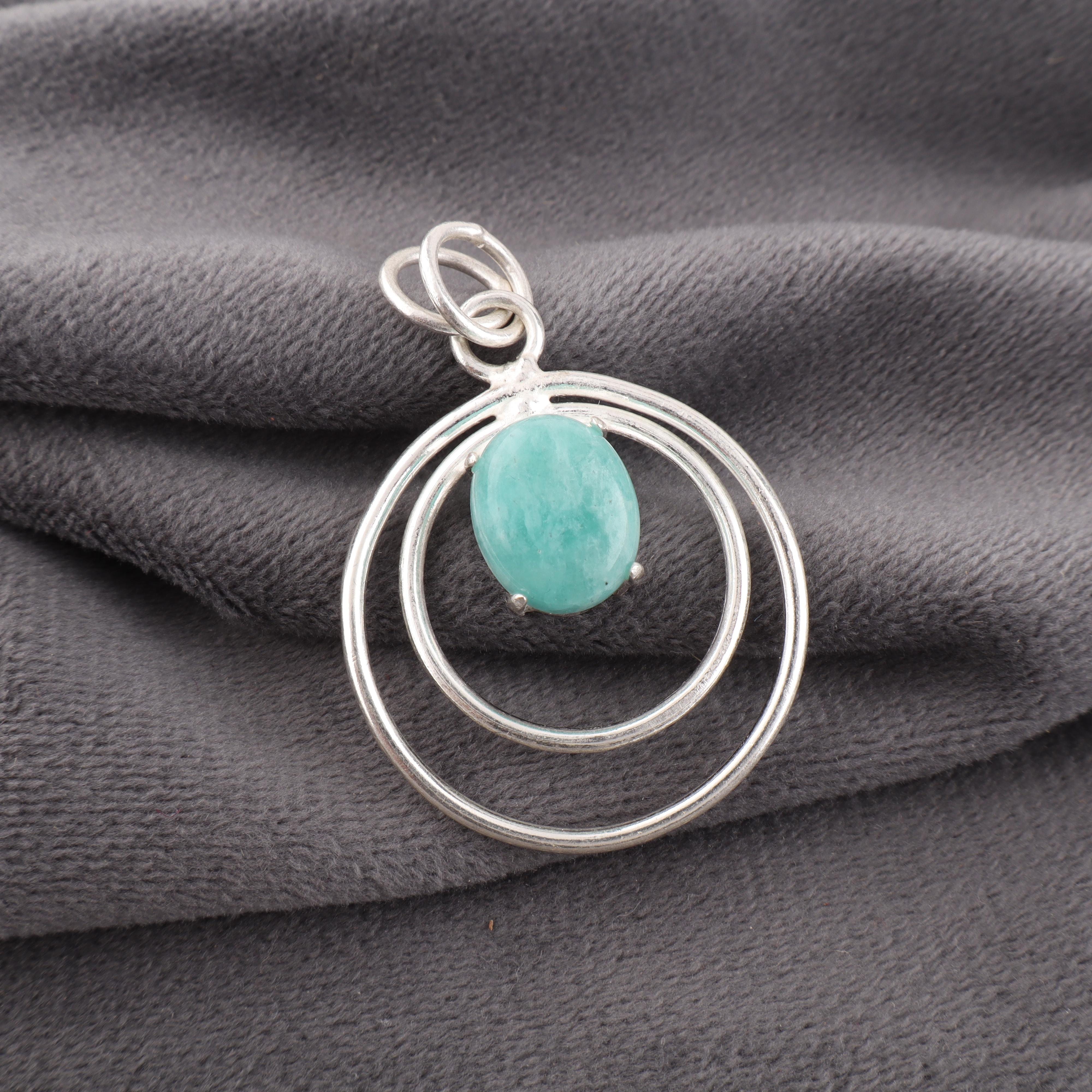 

Украшения из амазонита, Подвеска из стерлингового серебра 925 пробы, Ювелирные изделия из драгоценных камней ручной работы, Подарки-подвески для жены на свадебный подарок 1.65 Inches зелёный