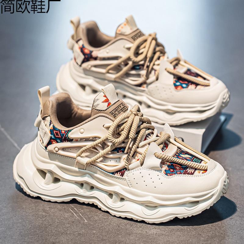 Summer new men's platform heightening shoes trendy student mesh casual sports shoes versatile straight