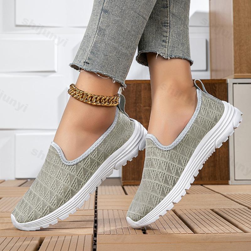 Mode Grandes Tailles Femmes Chaussures Fly Weave 2025 Été Nouveau Respirant Antidérapant Mode Ballerines Légères Confortables Chaussures Décontractées d'Extérieur