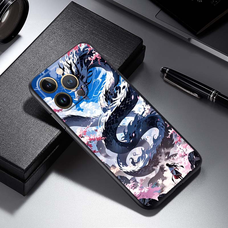 Anime Dragon Design For Apple iPhone 17 16 16E 15 14 13 12 11 Pro Max Plus Black Soft Silicone Phone Case